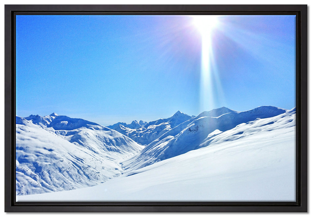 Schnee Berge auf Leinwandbild gerahmt Größe 60x40