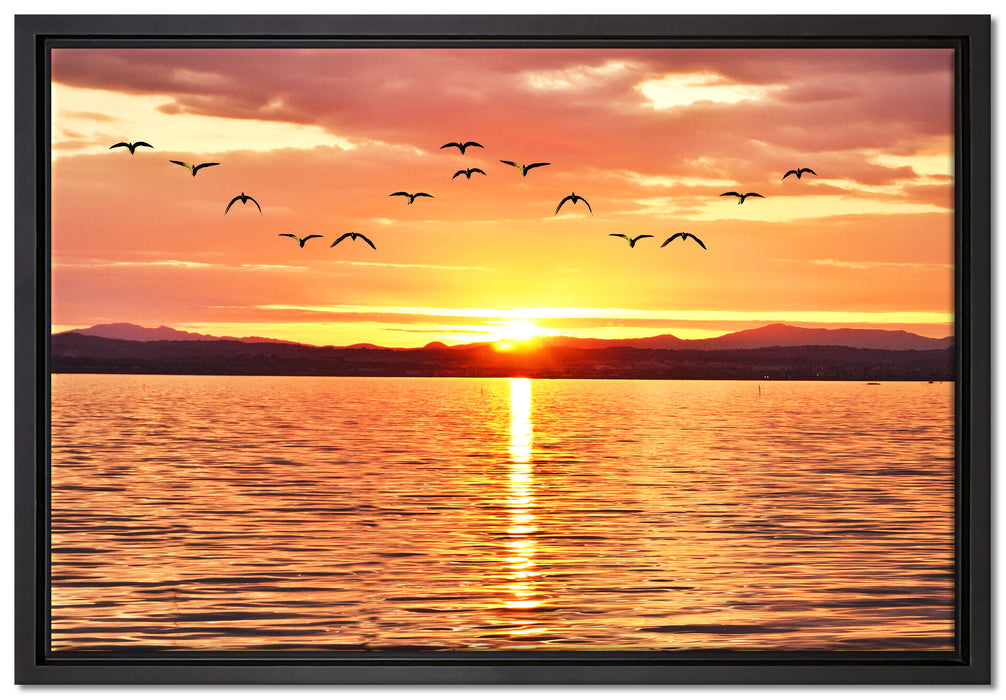 See Abenddämmerung auf Leinwandbild gerahmt Größe 60x40