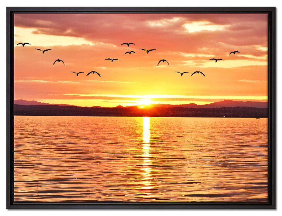 See Abenddämmerung auf Leinwandbild gerahmt Größe 80x60