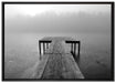 Steg am See Nebel auf Leinwandbild gerahmt Größe 100x70