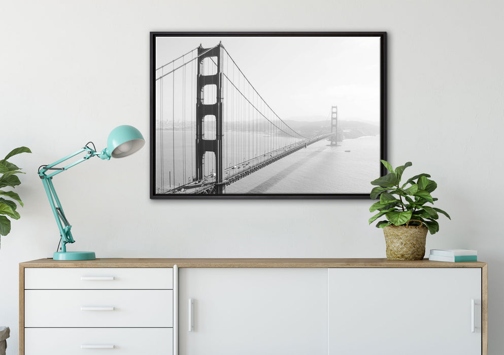 Golden Gate Bridge San Francisco auf Leinwandbild gerahmt verschiedene Größen im Wohnzimmer