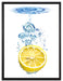 Zitrone im Wasserregen auf Leinwandbild gerahmt Größe 80x60