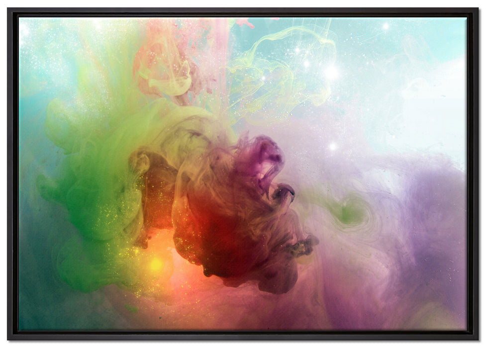 Bunte Wasserwelle auf Leinwandbild gerahmt Größe 100x70