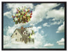 Haus mit Bollons auf Leinwandbild gerahmt Größe 80x60