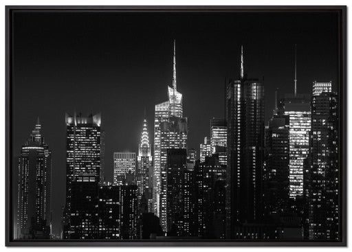 New York von oben schwarz weiß auf Leinwandbild gerahmt Größe 100x70