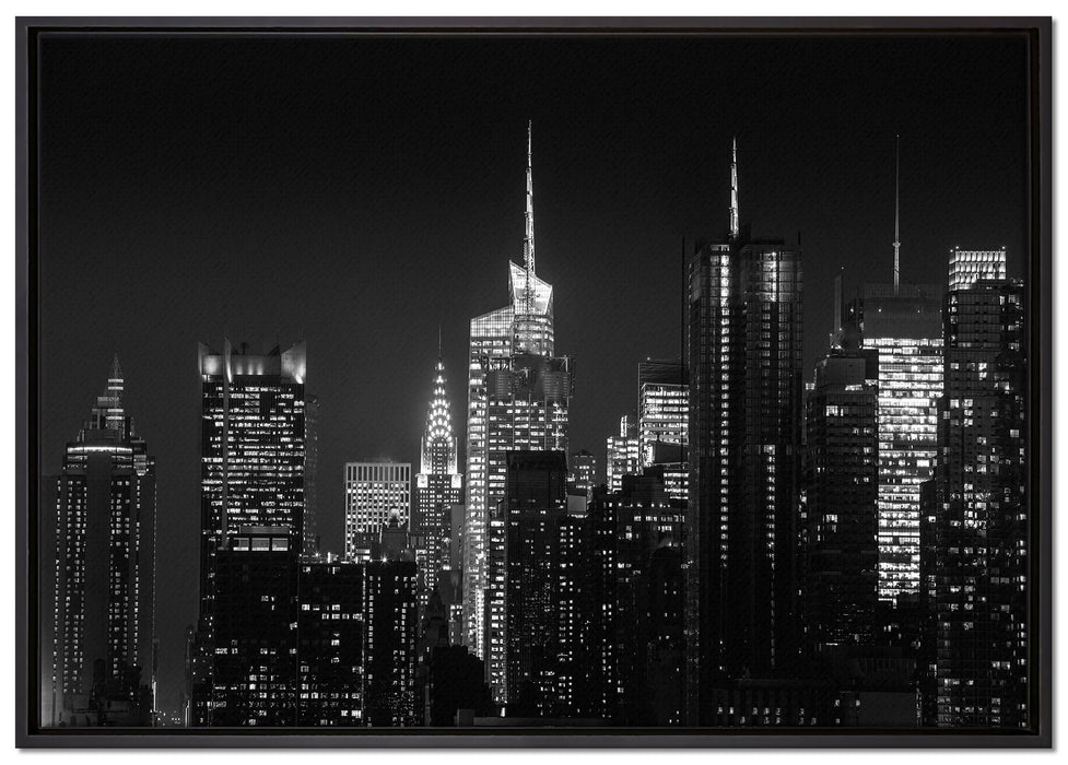 New York von oben schwarz weiß auf Leinwandbild gerahmt Größe 100x70