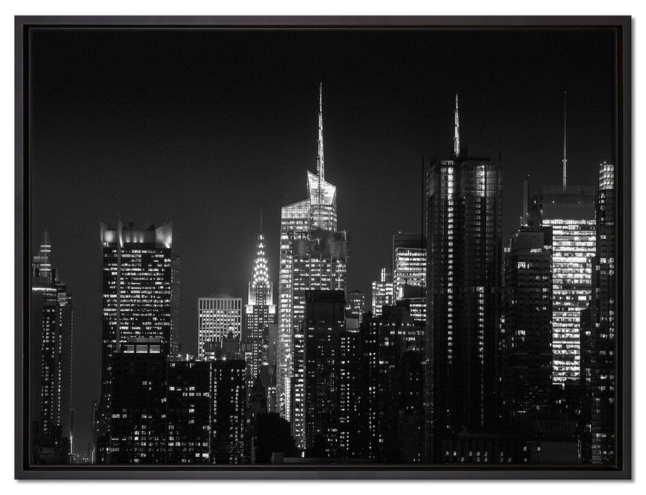 New York von oben schwarz weiß auf Leinwandbild gerahmt Größe 80x60