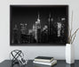 New York von oben schwarz weiß auf Leinwandbild gerahmt mit Kirschblüten