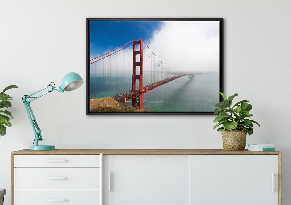 Golden Gate Bridge San Francisco auf Leinwandbild gerahmt verschiedene Größen im Wohnzimmer