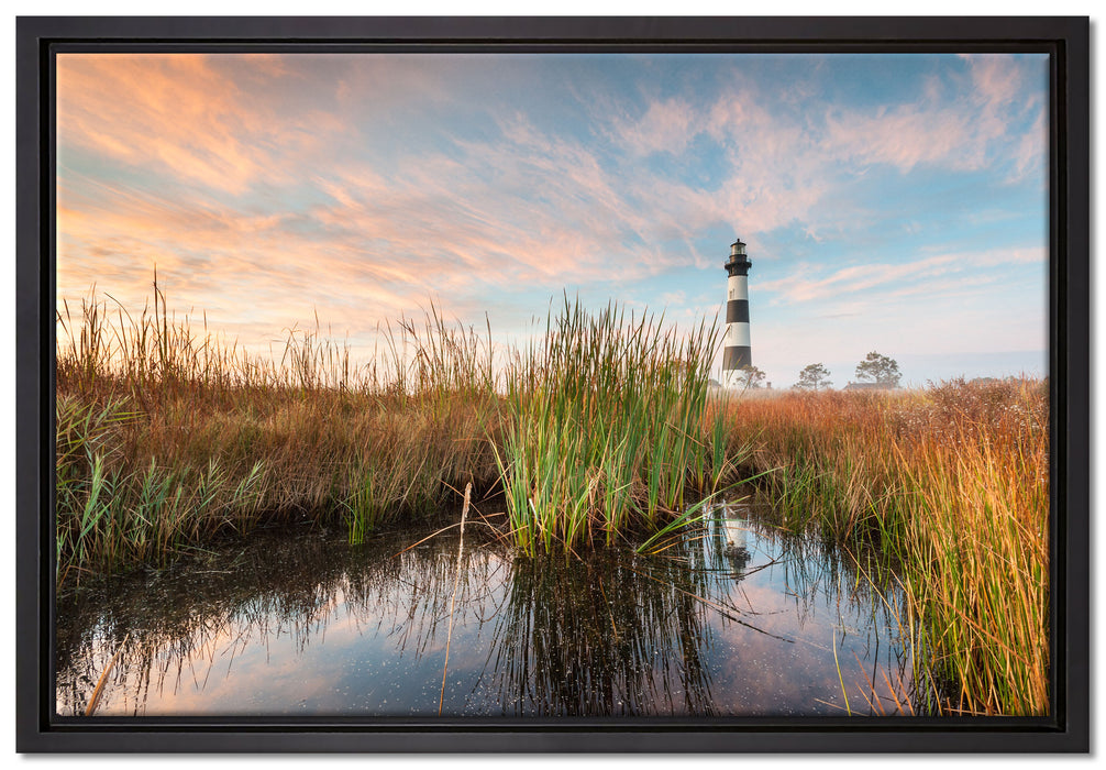 Leuchtturm auf Leinwandbild gerahmt Größe 60x40