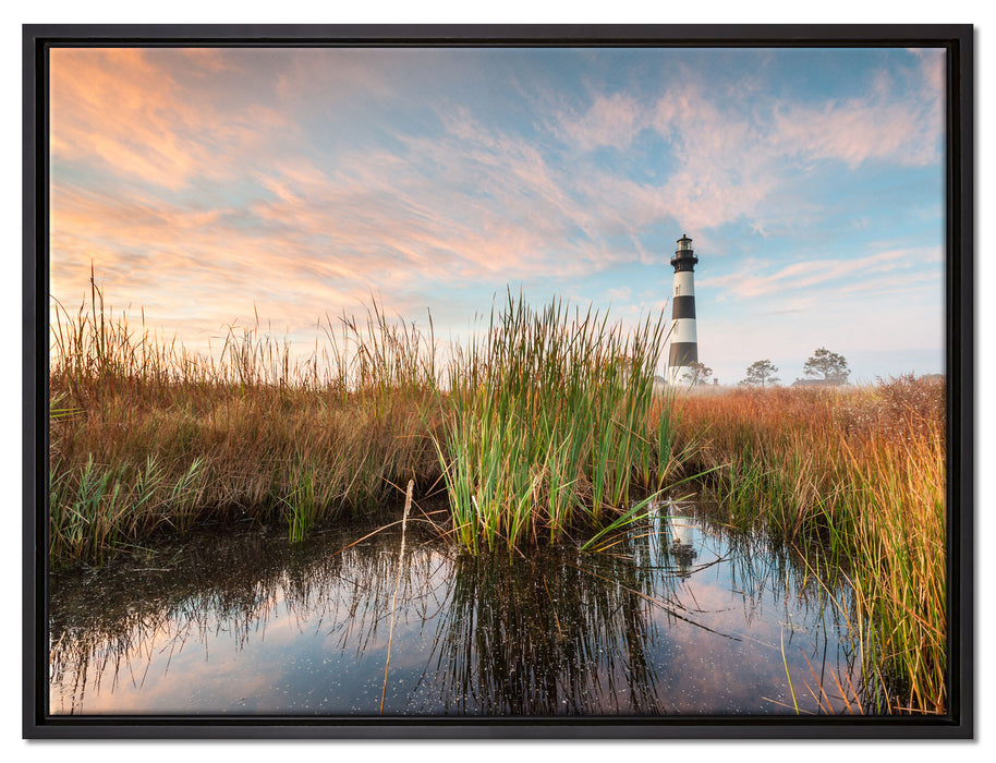 Leuchtturm auf Leinwandbild gerahmt Größe 80x60