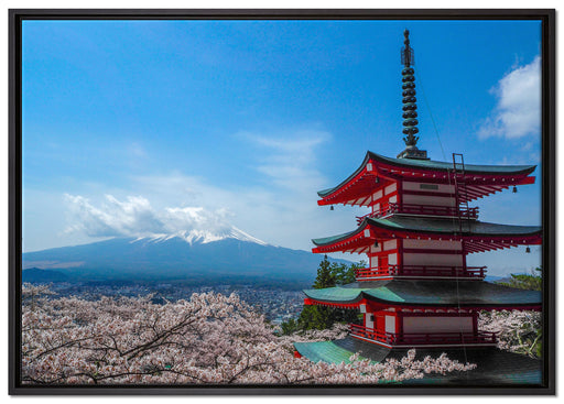 Japanisches Gebäude auf Leinwandbild gerahmt Größe 100x70