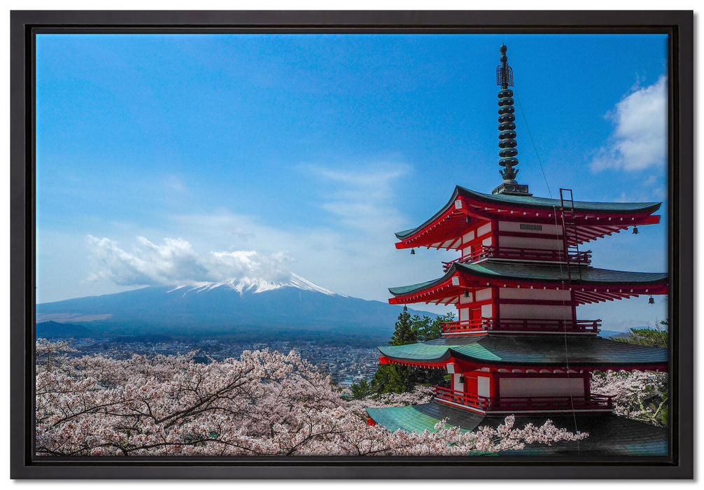 Japanisches Gebäude auf Leinwandbild gerahmt Größe 60x40