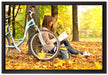 Teenager Girl with Bike auf Leinwandbild gerahmt Größe 60x40