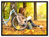 Teenager Girl with Bike auf Leinwandbild gerahmt Größe 80x60