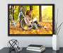 Teenager Girl with Bike auf Leinwandbild gerahmt mit Kirschblüten