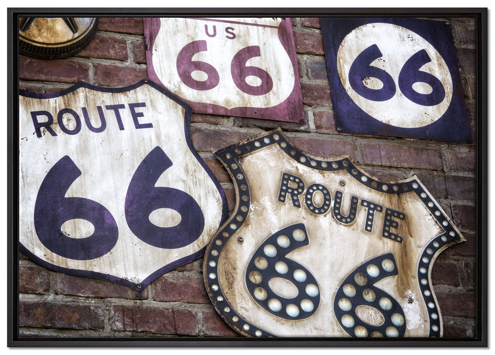 Route 66 auf Leinwandbild gerahmt Größe 100x70