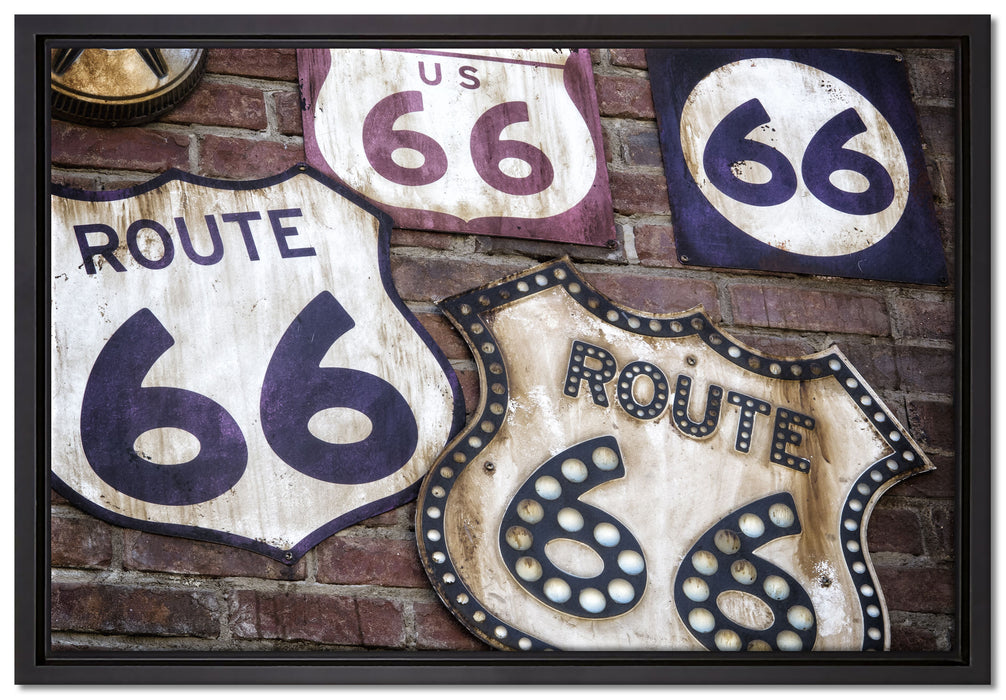 Route 66 auf Leinwandbild gerahmt Größe 60x40