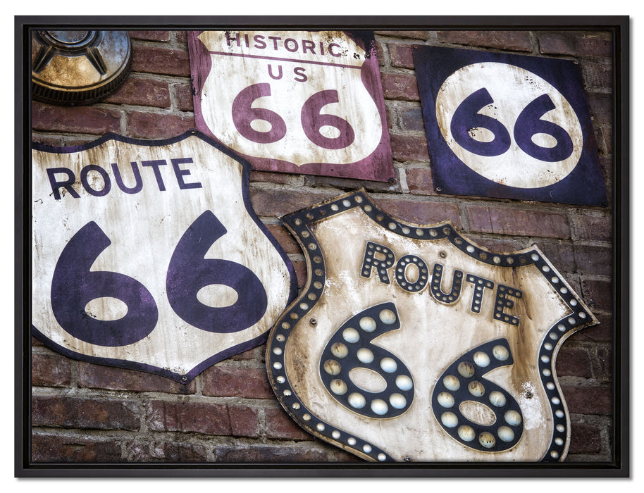 Route 66 auf Leinwandbild gerahmt Größe 80x60