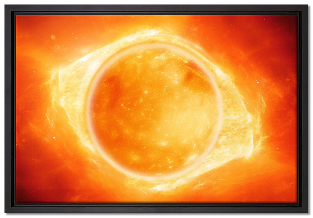 Sonne Feuerball auf Leinwandbild gerahmt Größe 60x40