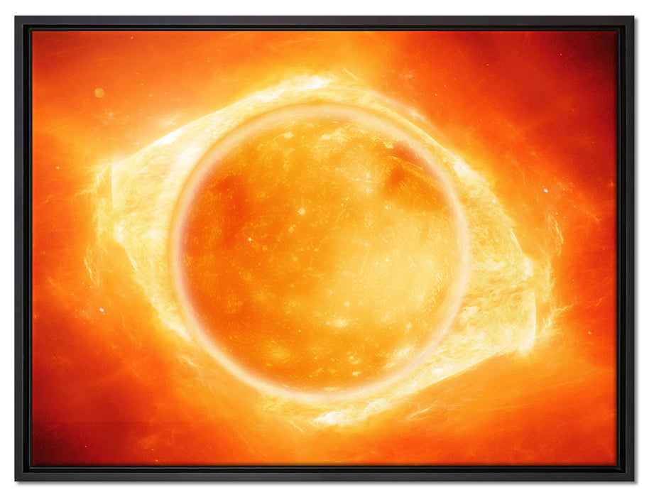 Sonne Feuerball auf Leinwandbild gerahmt Größe 80x60