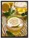 GrünerTee mit Zitrone auf Leinwandbild gerahmt Größe 80x60