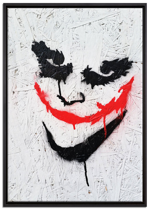 Böser Clown auf Leinwandbild gerahmt Größe 100x70