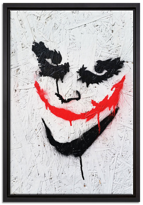 Böser Clown auf Leinwandbild gerahmt Größe 60x40