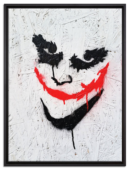 Böser Clown auf Leinwandbild gerahmt Größe 80x60