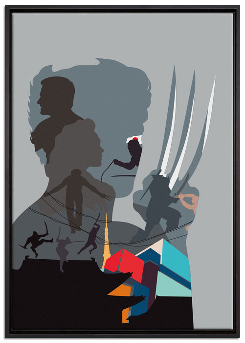 Comic Klauen auf Leinwandbild gerahmt Größe 100x70