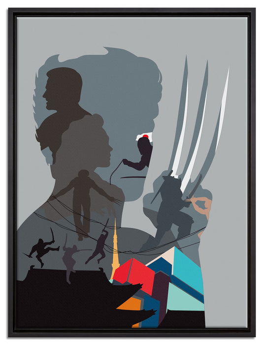 Comic Klauen auf Leinwandbild gerahmt Größe 80x60