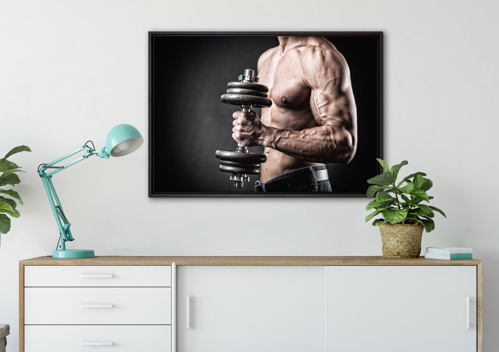 Bodybuilding auf Leinwandbild gerahmt verschiedene Größen im Wohnzimmer