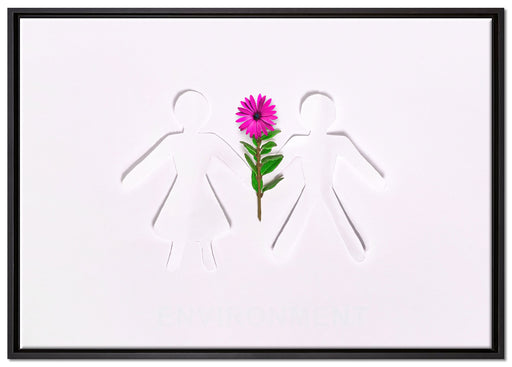 Pärchen mit Blume auf Leinwandbild gerahmt Größe 100x70