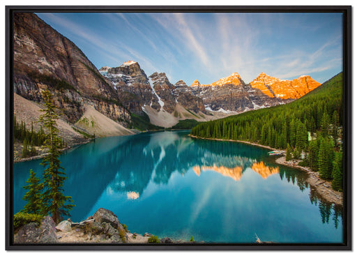 Bergsee auf Leinwandbild gerahmt Größe 100x70