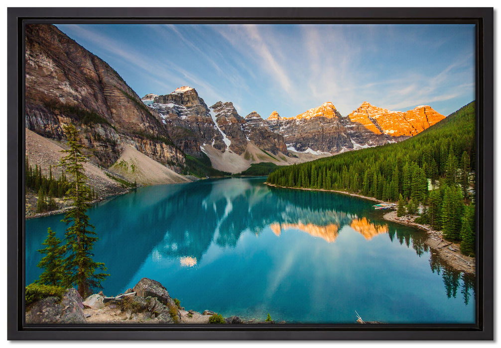 Bergsee auf Leinwandbild gerahmt Größe 60x40
