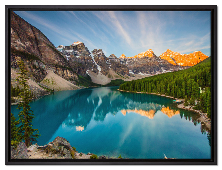 Bergsee auf Leinwandbild gerahmt Größe 80x60