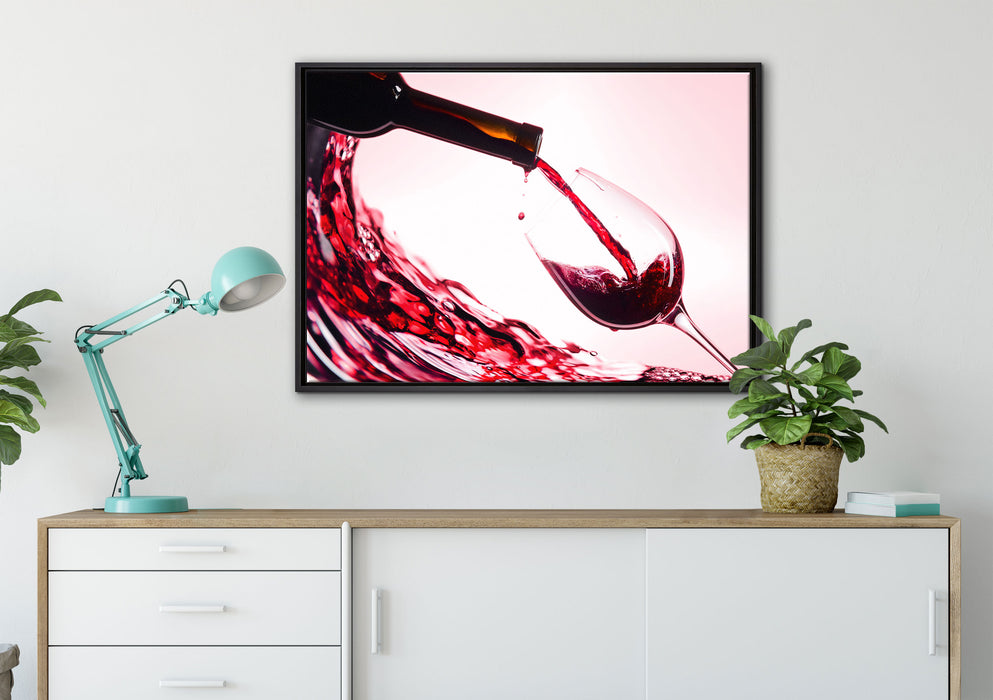 Wein auf Leinwandbild gerahmt verschiedene Größen im Wohnzimmer