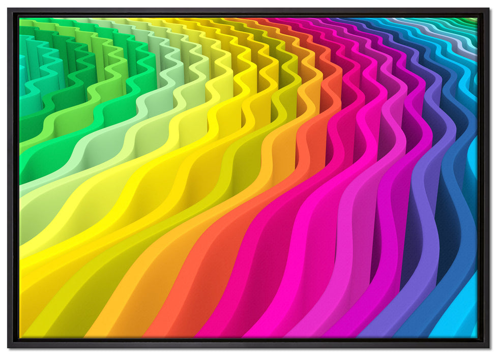 buntes Wellenmuster auf Leinwandbild gerahmt Größe 100x70