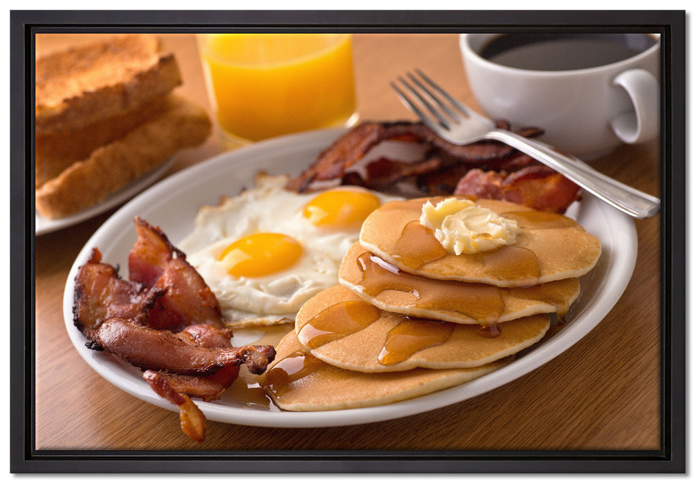 Frühstück auf Leinwandbild gerahmt Größe 60x40