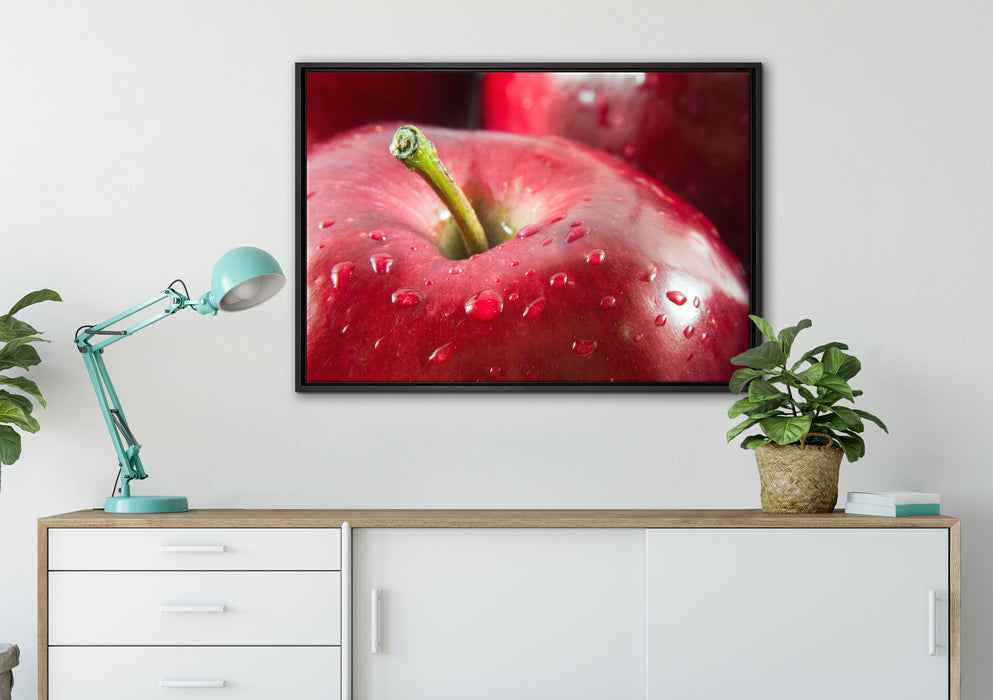 Apfel auf Leinwandbild gerahmt verschiedene Größen im Wohnzimmer