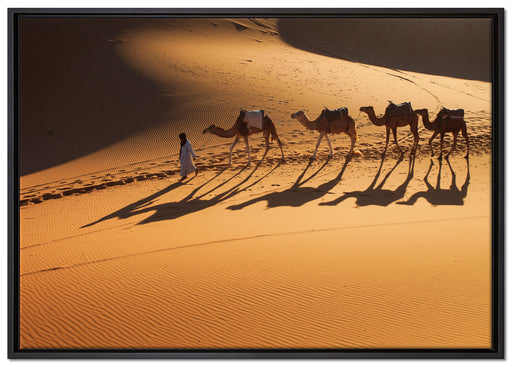 Kamelkarawane in der Wüste auf Leinwandbild gerahmt Größe 100x70