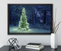 Leuchtender Weihnachtsbaum auf Leinwandbild gerahmt mit Kirschblüten