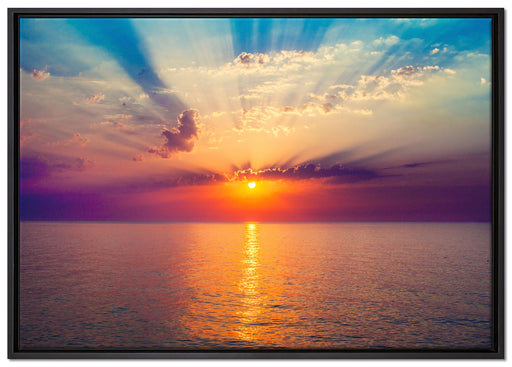 Meer im Sonnenaufgang auf Leinwandbild gerahmt Größe 100x70