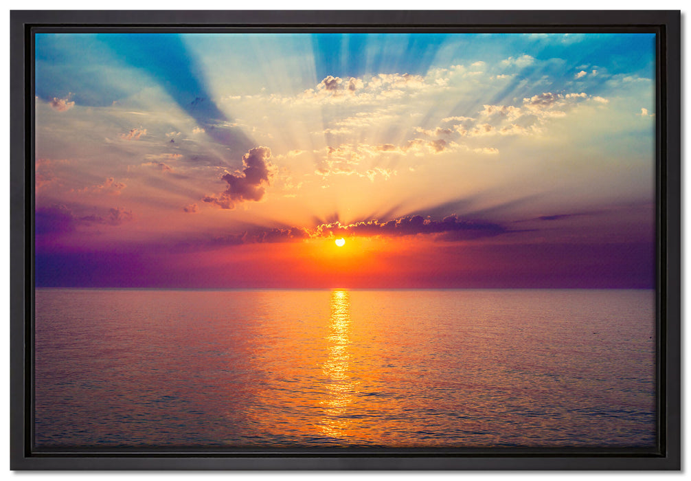Meer im Sonnenaufgang auf Leinwandbild gerahmt Größe 60x40