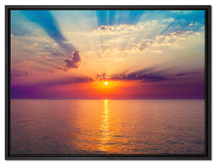 Meer im Sonnenaufgang auf Leinwandbild gerahmt Größe 80x60