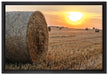 Strohballen auf Feld auf Leinwandbild gerahmt Größe 60x40