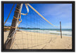 Volleyballnetz am Strand auf Leinwandbild gerahmt Größe 60x40