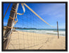 Volleyballnetz am Strand auf Leinwandbild gerahmt Größe 80x60