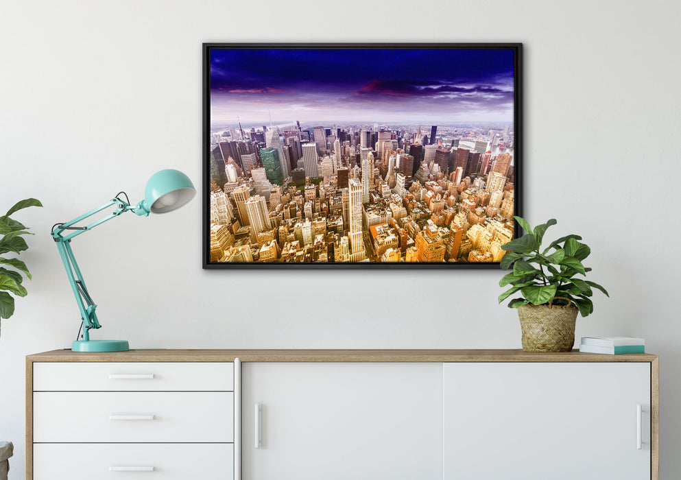 Skyline New York auf Leinwandbild gerahmt verschiedene Größen im Wohnzimmer