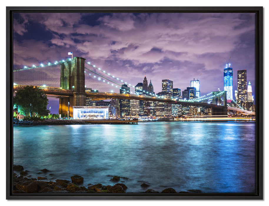 Skyline New York auf Leinwandbild gerahmt Größe 80x60